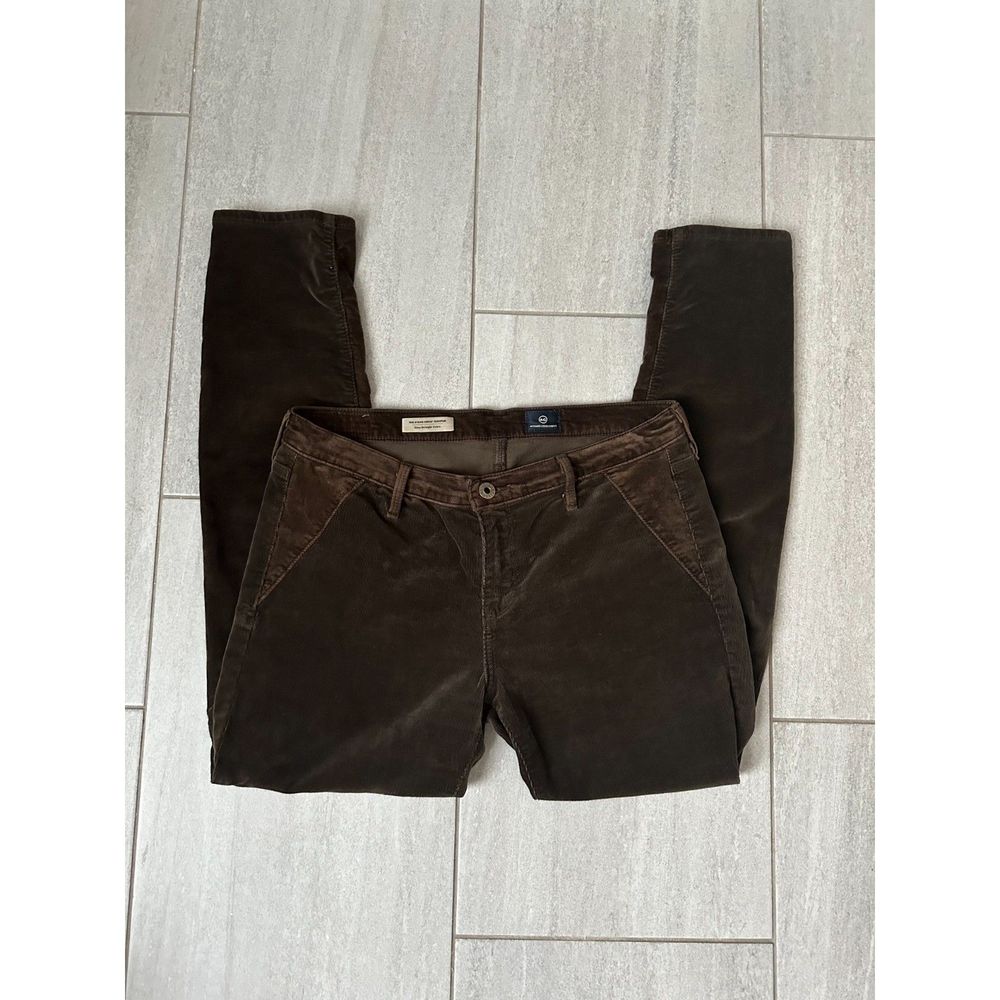 AG Adriano Goldschmied Women Stevie Slim Straight Brown Corduroy Size 30R Pants